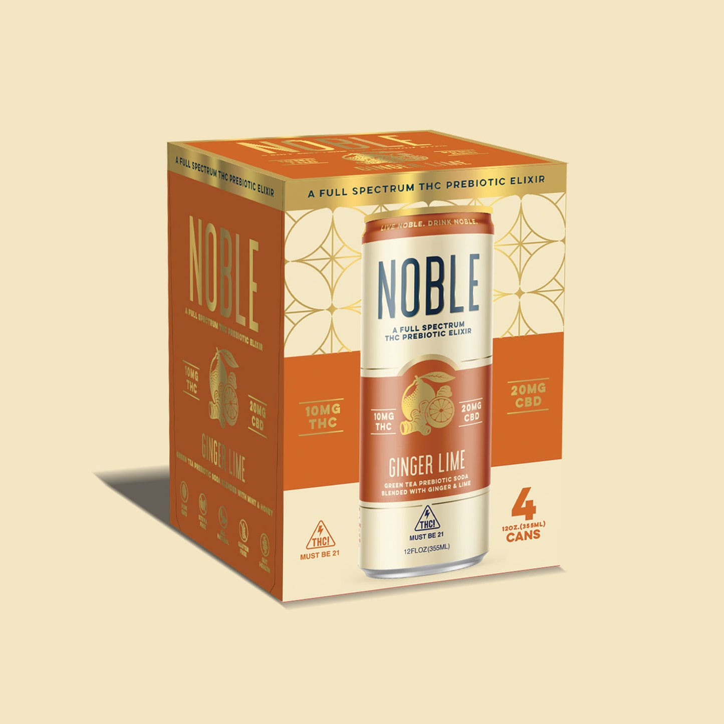Noble: 10 MG THC - Ginger Lime (Case of 24)